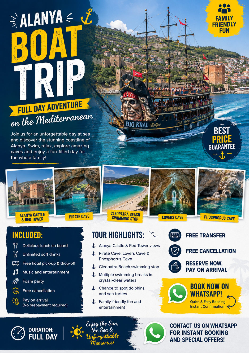 Alanya Pirate Boat Trip | Lunch, Soft Drinks & Free Transfer